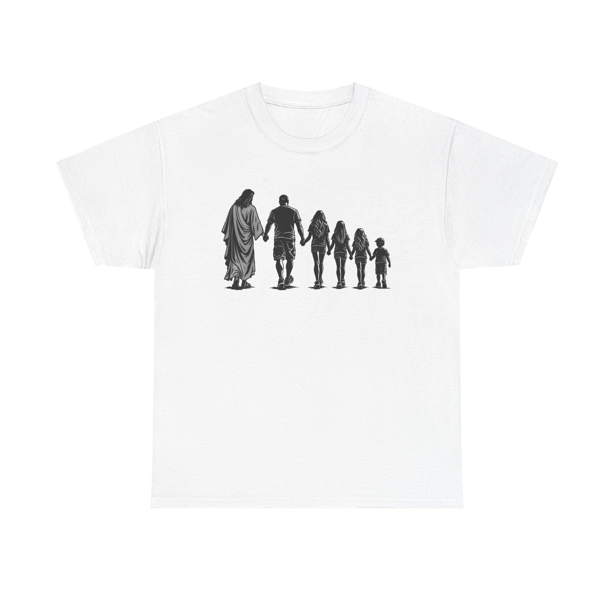 Jesus and Family Silhouette T-Shirt — Christian Faith Family Tee